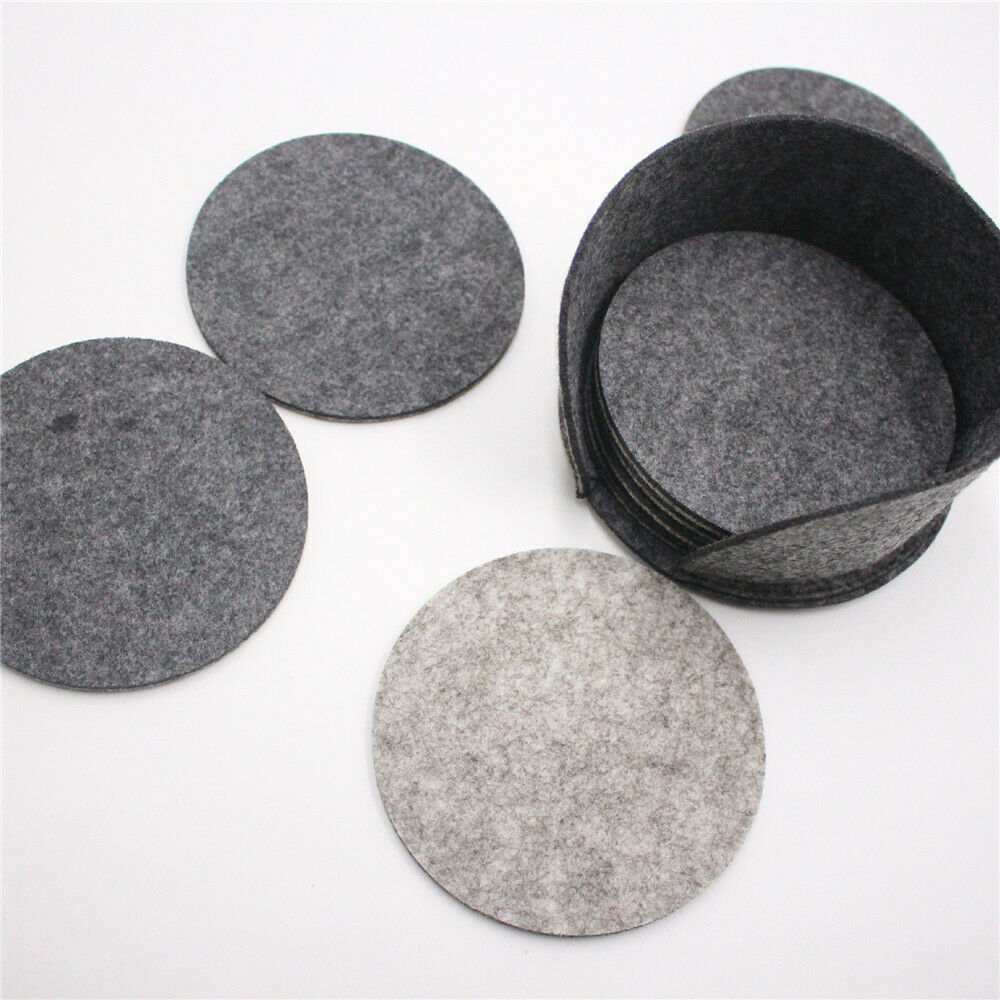 10x Drink Coasters Felt Anti Slip Pad For Table Decoration Round Shape Cup Mats