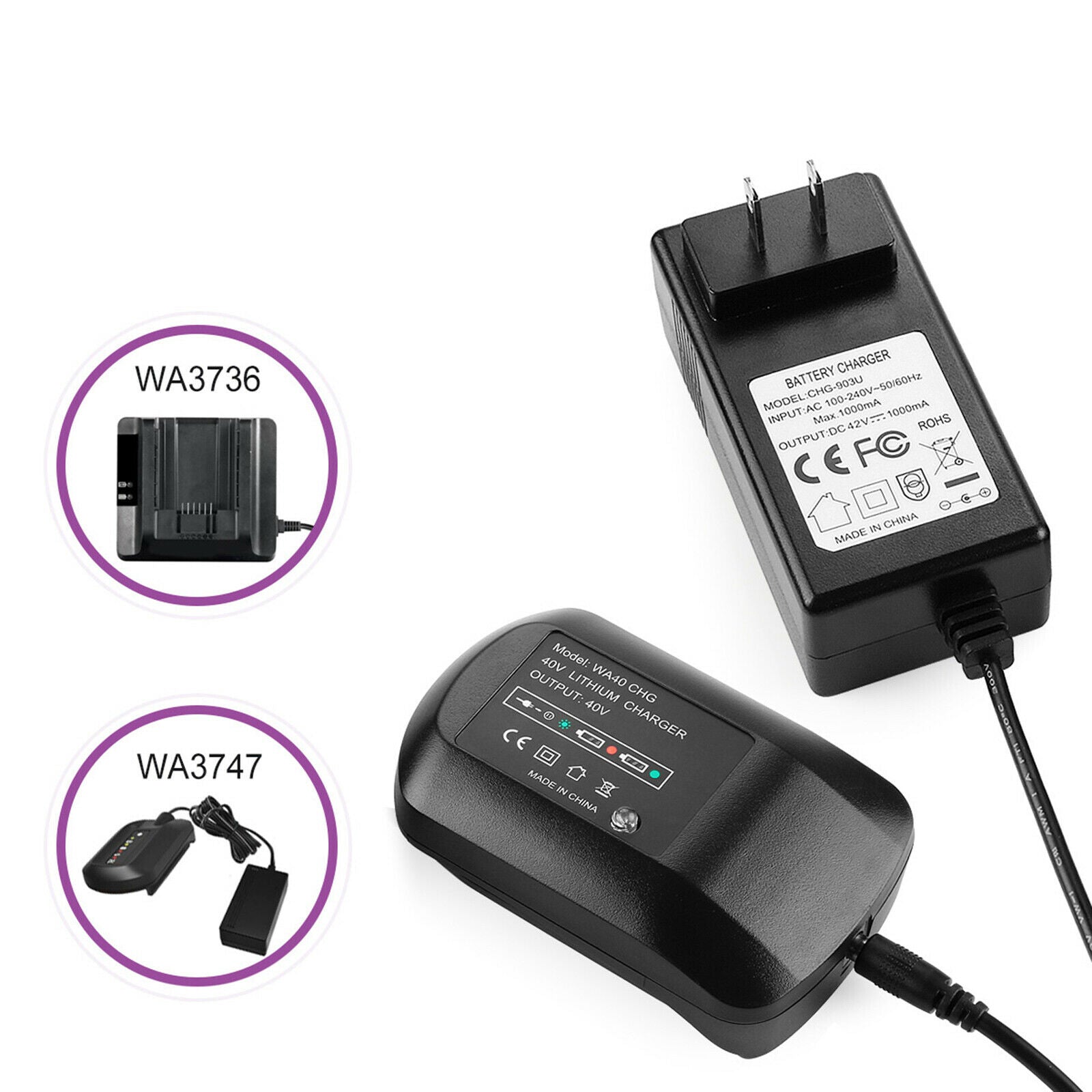 Plastic Battery Charger Replacement Battery for WG380 WG580 Battery Black
