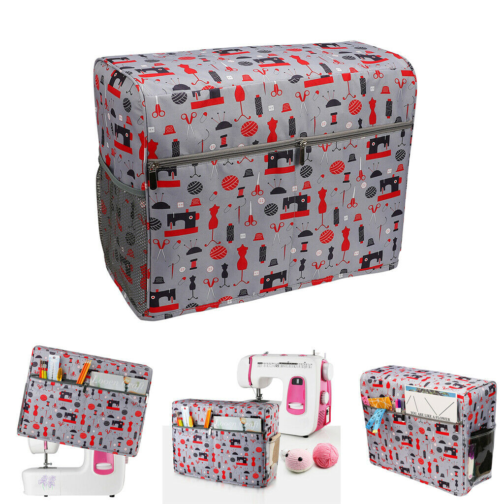 Universal Quilted Sewing Machine Dust Cover with Pockets Carrying Storage Bag