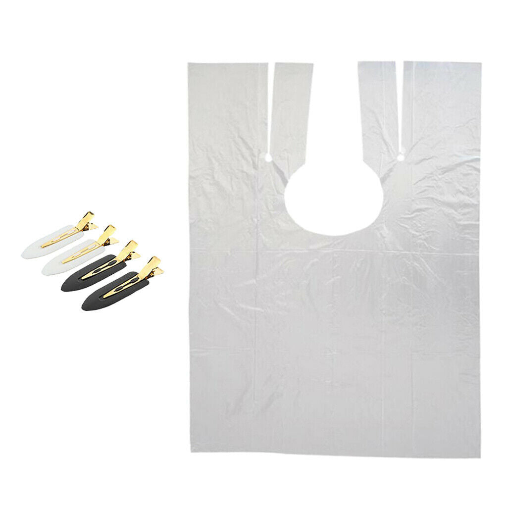 50pcs Disposable Hair Cutting Cape Gown Barber Capes Gowns w/ Hair Clips