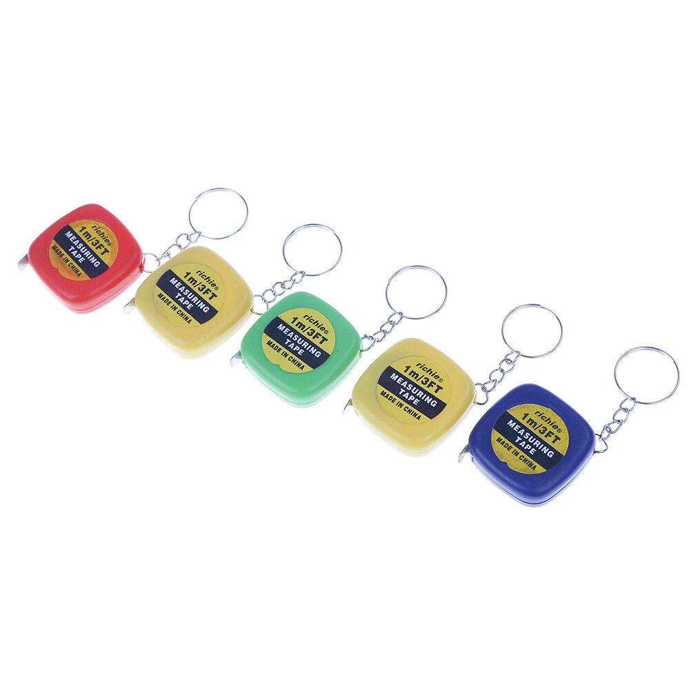 2x 1m/3ft Easy Retractable Ruler Tape Measure Portable Pull Ruler Keychain DD