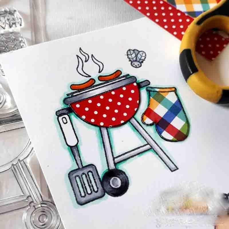 Barbecue Cutting Dies Clear Stamp for DIY Scrapbooking Paper Cards Embossing