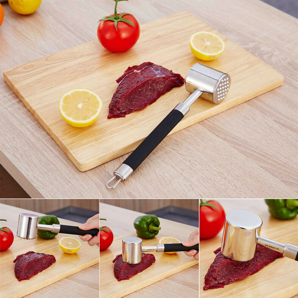 Stainless Steel Metal Meat Mallet Tenderizer Steak Beef Hammer Kitchen Tool