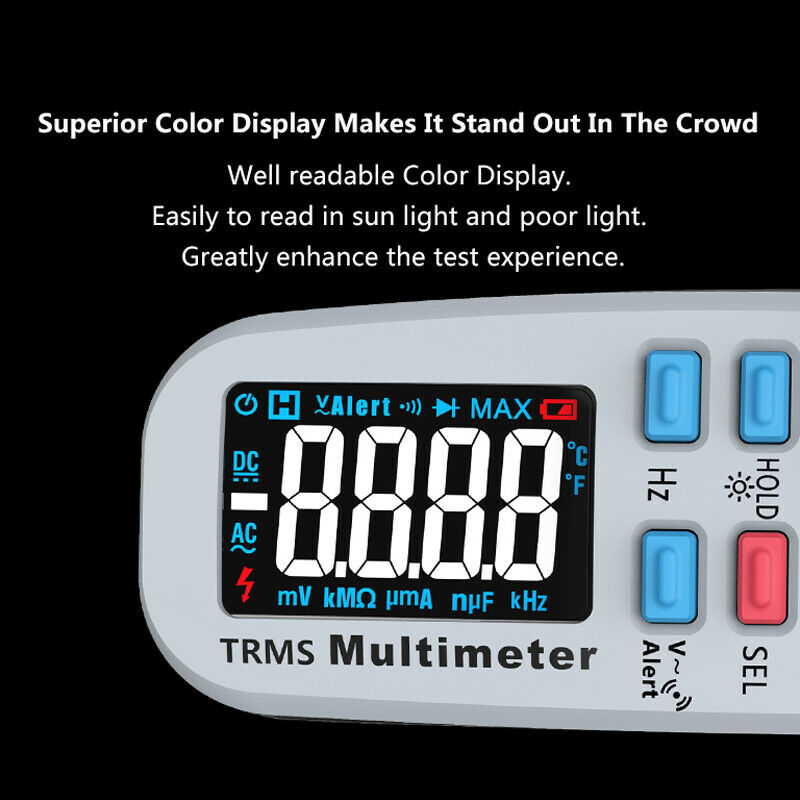 6000 Count True RMS Handheld Digital Clamp Multimeter EBTN Screen AC/DC V/A Test
