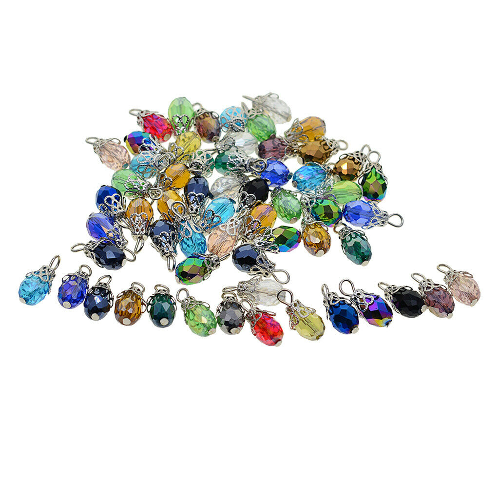 50pcs Glass Waterdrop Pendants Jewelry Making Charms For Necklace Bracelets