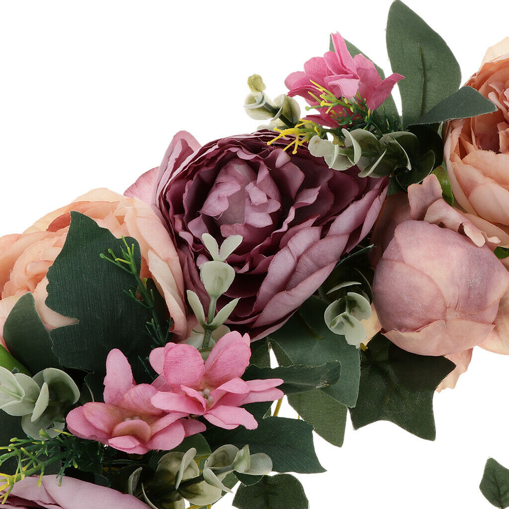 Artificial Peony Silk Flower Leaves Door Wreath Garland Wedding Decor 4