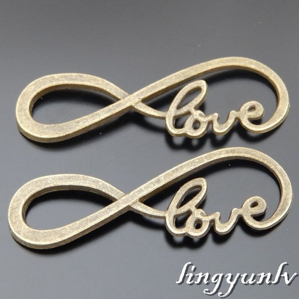 20 pcs Antiqued Bronze Infinity Love Pendant Bracelet Charm Jewelry Connector