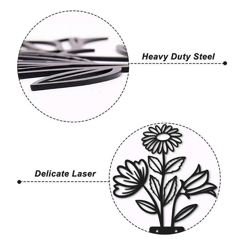 Flower Vase Metal Wall Art Desktop Decor Ornaments Flower in Vase Wall Decorate