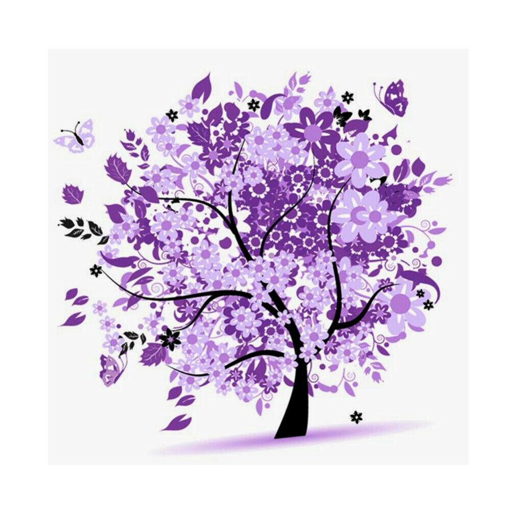 DIY 5D Flower Tree Diamond Painting Embroidery Cross Stitch Kits Purple