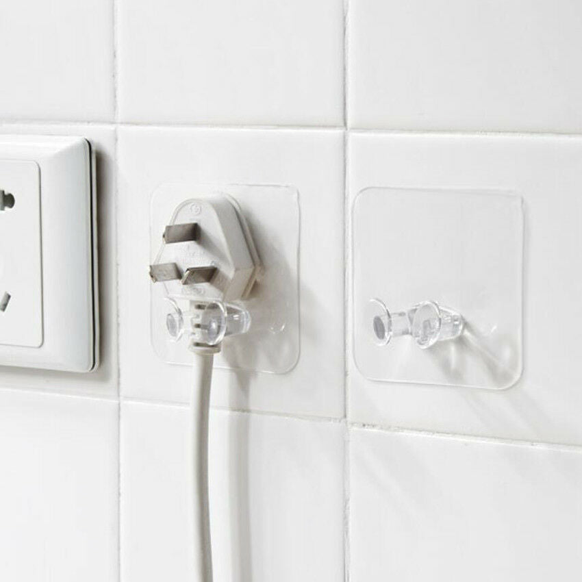Transparent Power Plug Hooks Kitchen Organizer Adhesive Storage Rack 5 PCS/Lot