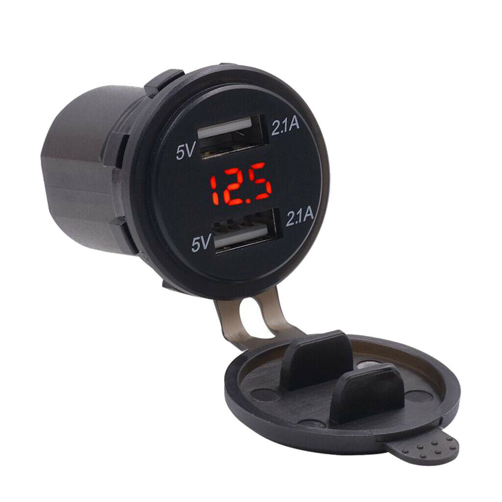Car Charger USB Voltmeter LED Red Usage For Power Supply Portable Tablets
