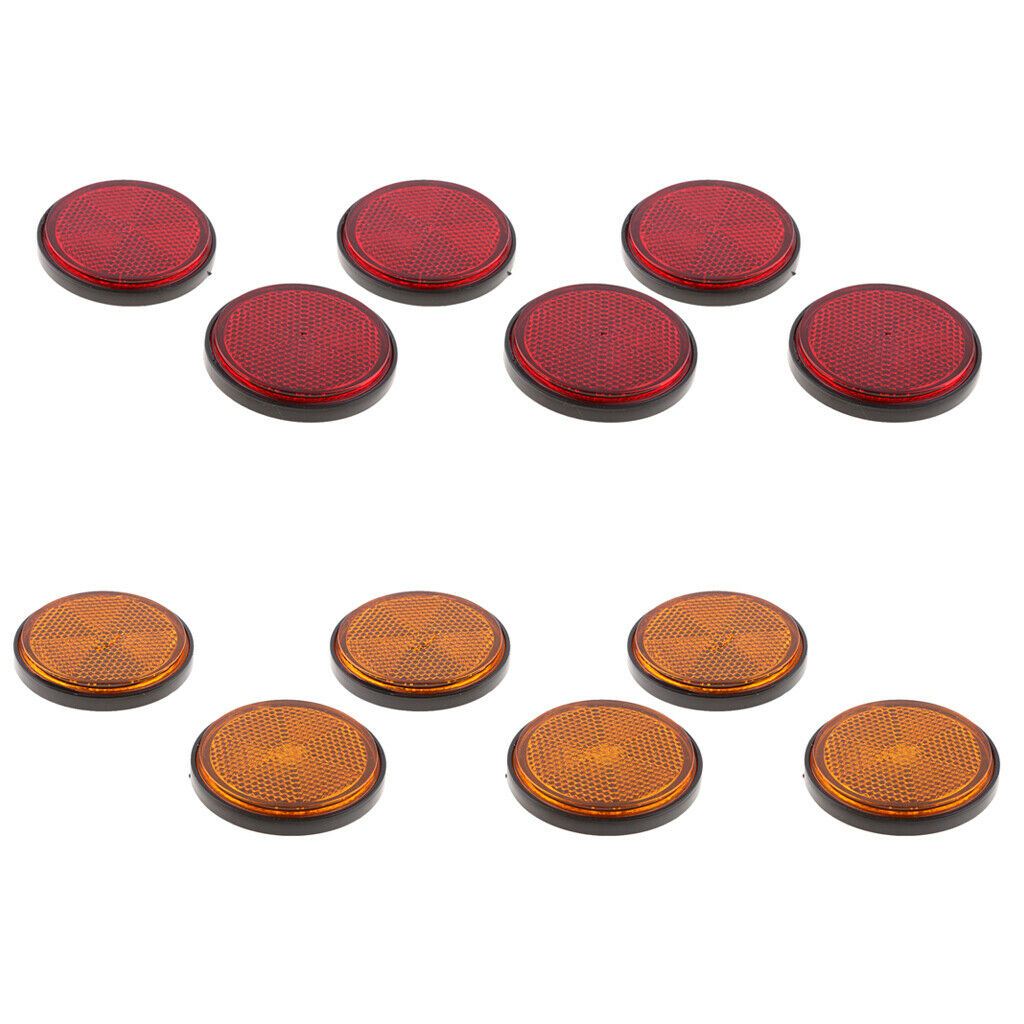 12Pcs Red Round Reflectors Reflective for Motorcycle ATV Dirt Bike Red+Orange