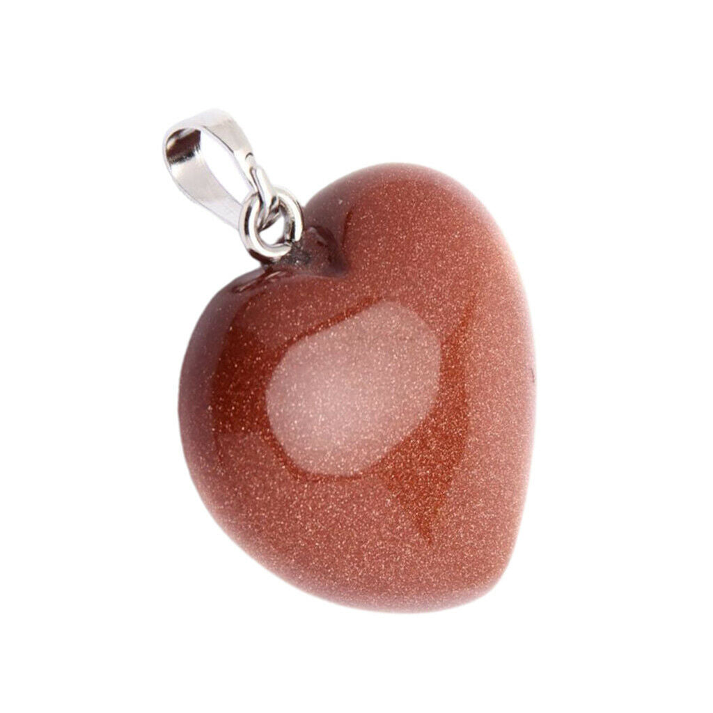 Natural Love Heart Stone Pendants Crystal Quartz Beads Charms DIY Crafts