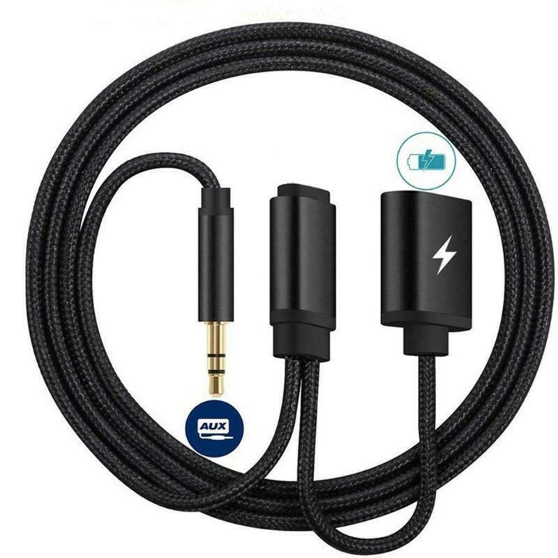 For I5 5S I6 6S I7 3.5mm 2 in 1 Aux Headphone Audio Jack Charger Cable Adapter