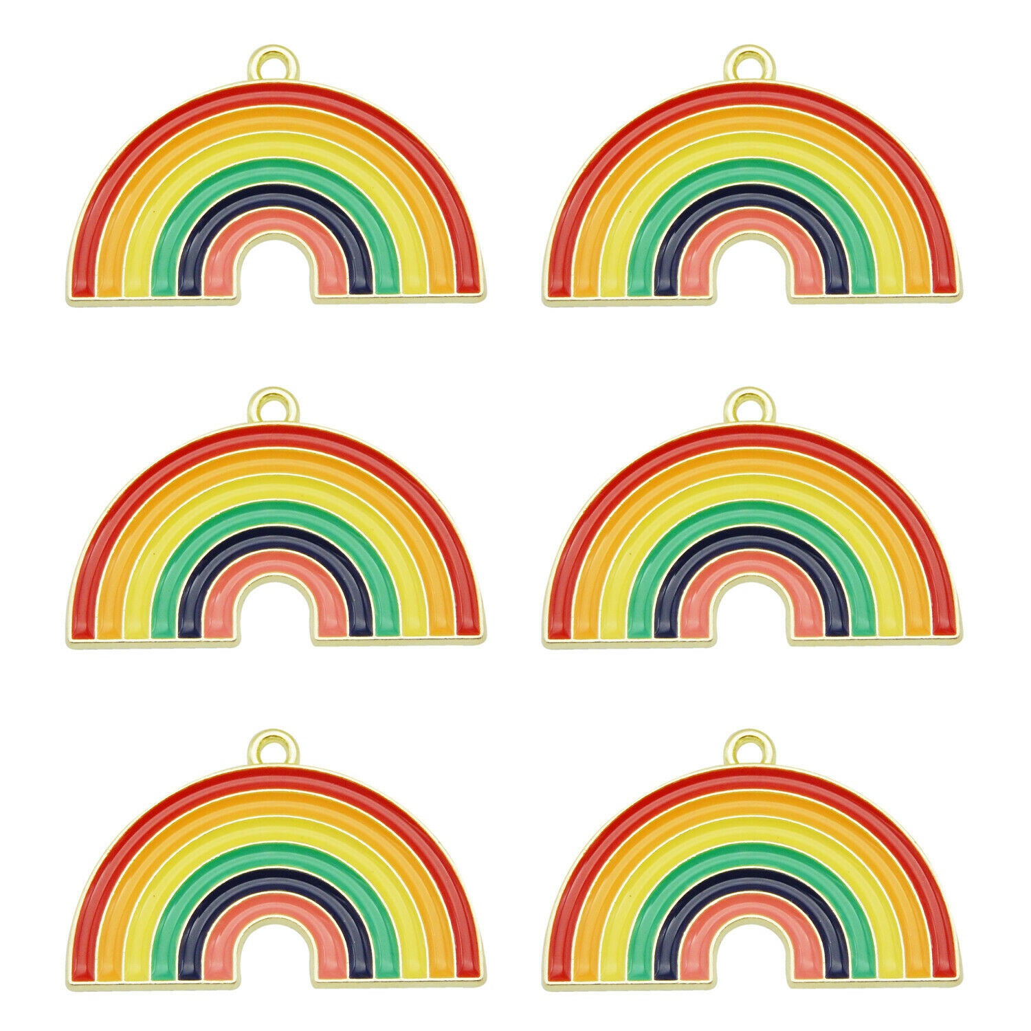 16PCS Multicolor Enamel 32x20mm Rainbow Bridge Charms Pendant Jewelry DIY Crafts