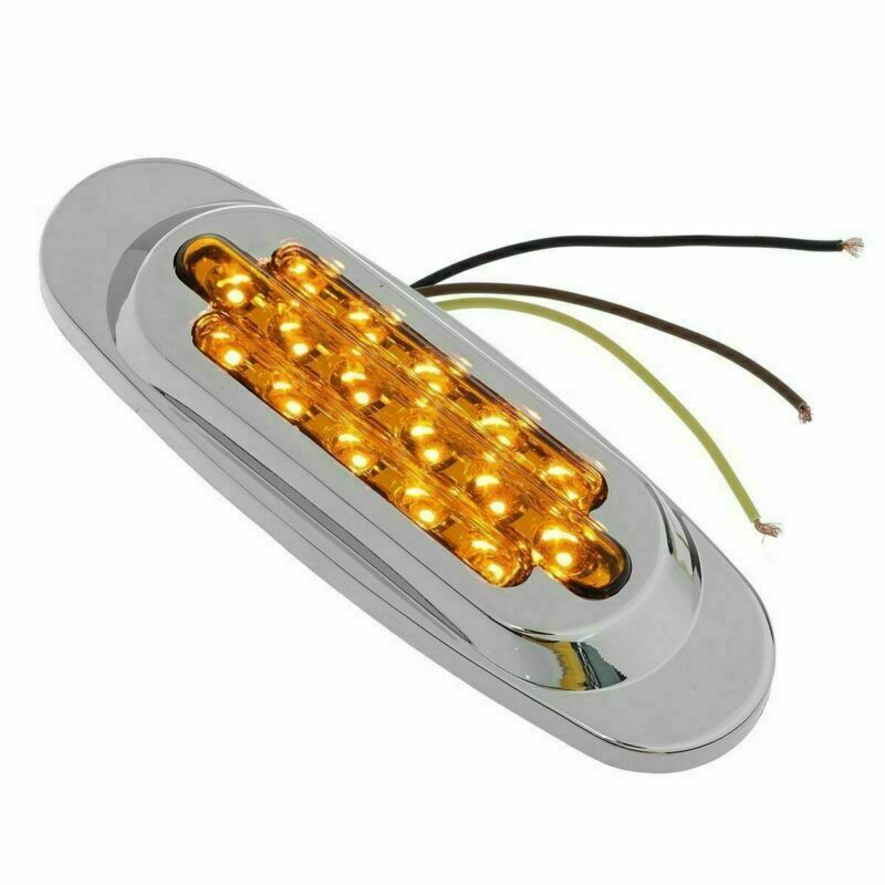 14x 6.5" Amber LED Truck Marker Light Side turn For Peterbilt Chrome 16 LED