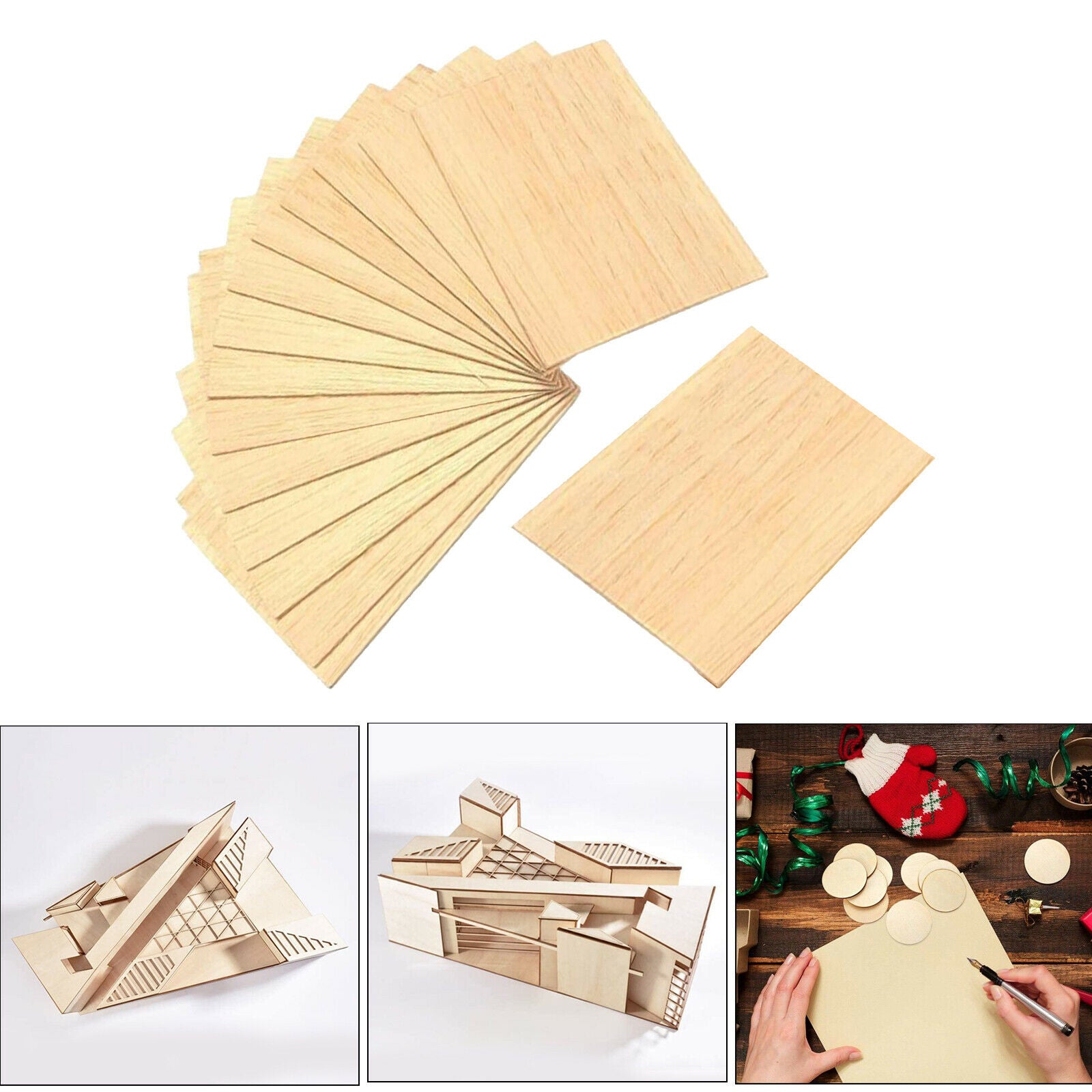 15Pieces Blank Wood Square Slices Unfinished Wooden MDF Cutout Shapes Wood Craft