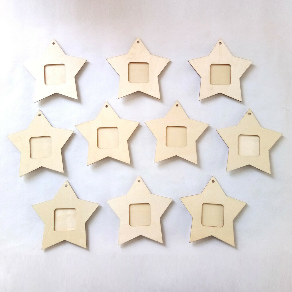 10 pieces of unfinished mini star wooden picture frames for wall decoration