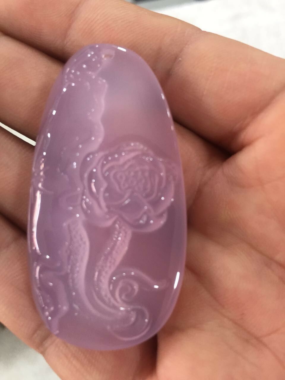 Chinese Beautiful Natural Pink Jade Hand-carved Lucky Lotus Jadeite Pendant AAA