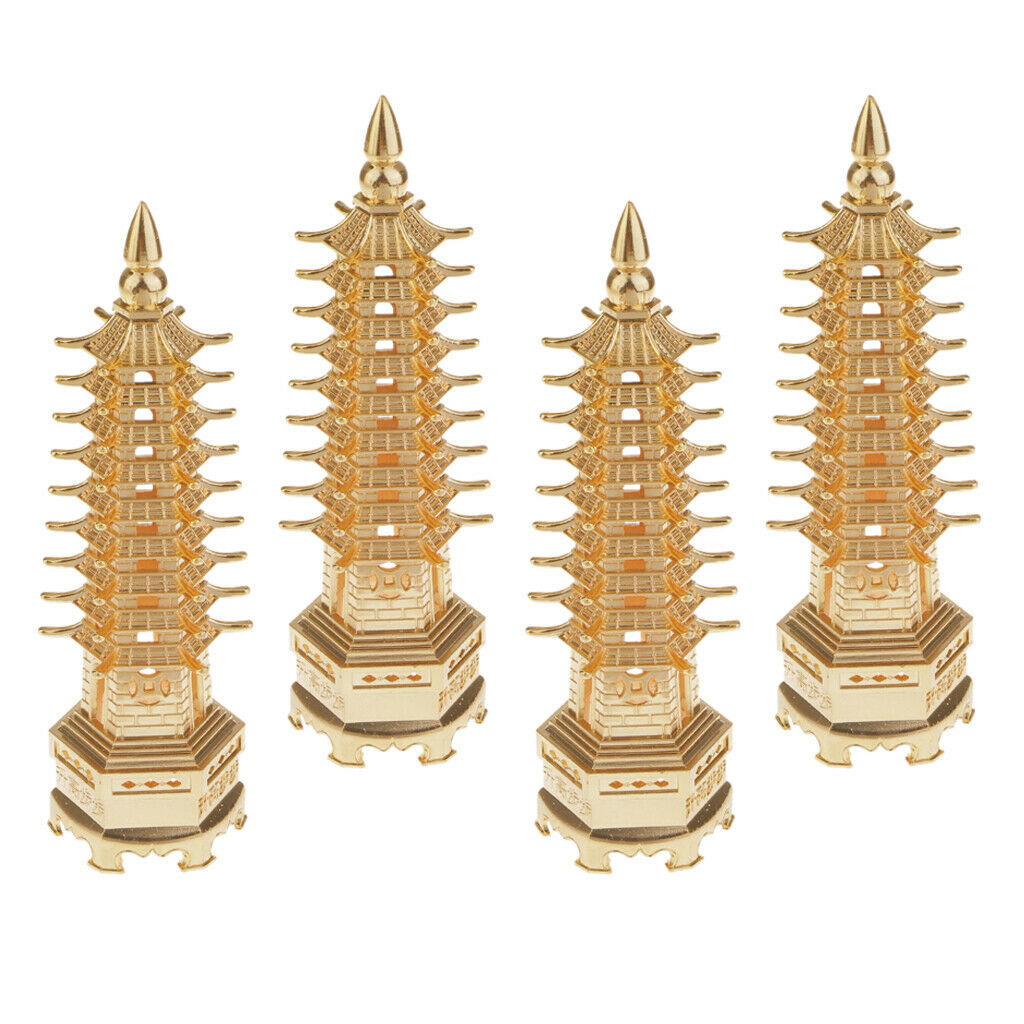 4pc Chinese Buddhism Temple Wenchang Buddha Tower Collectibles Home Decor