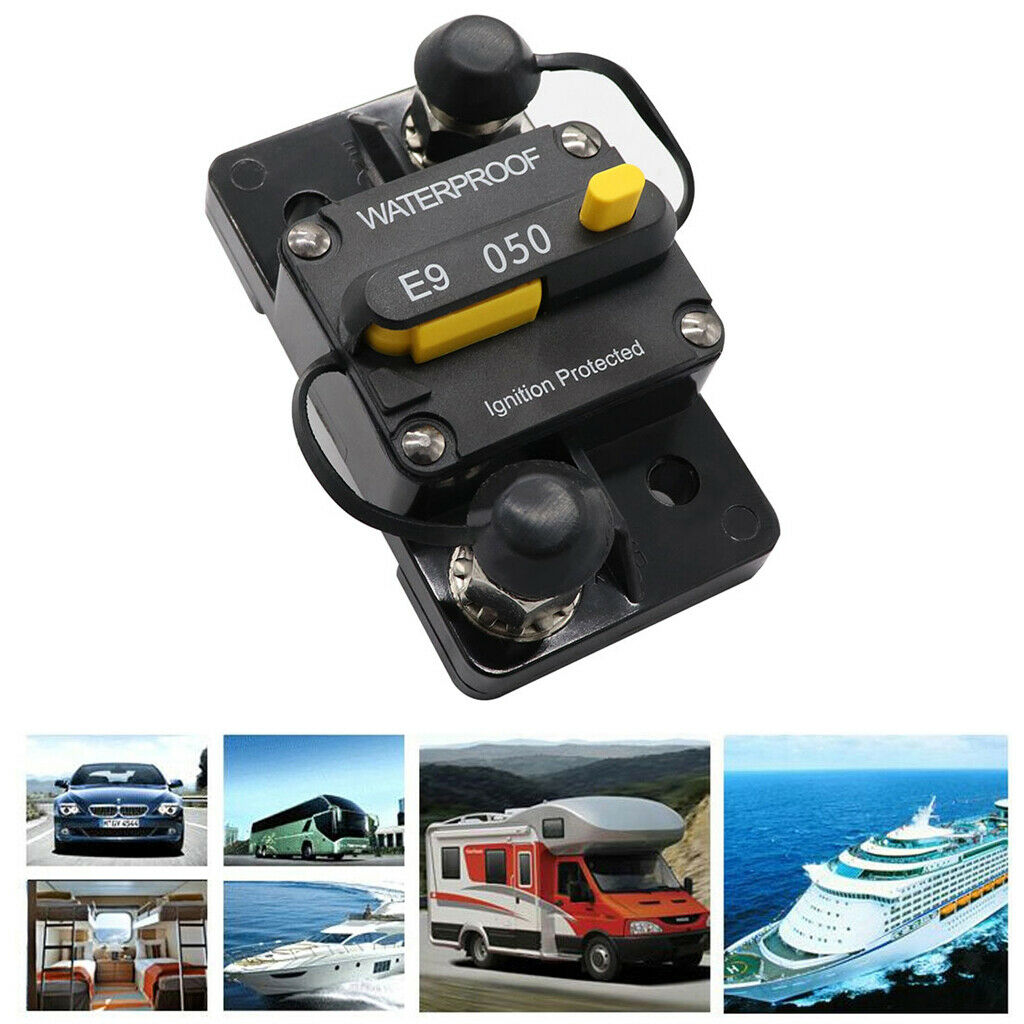 Waterproof Inline 12V Auto Waterproof 50-AMP Circuit Breaker Manual Reset