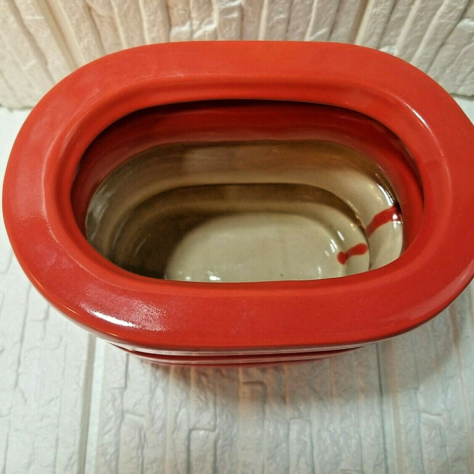 West Elm MoMA Horizontal Ribbed Stripe Oval Ceramic Vase Vibrant Orange 6 x 5 x7