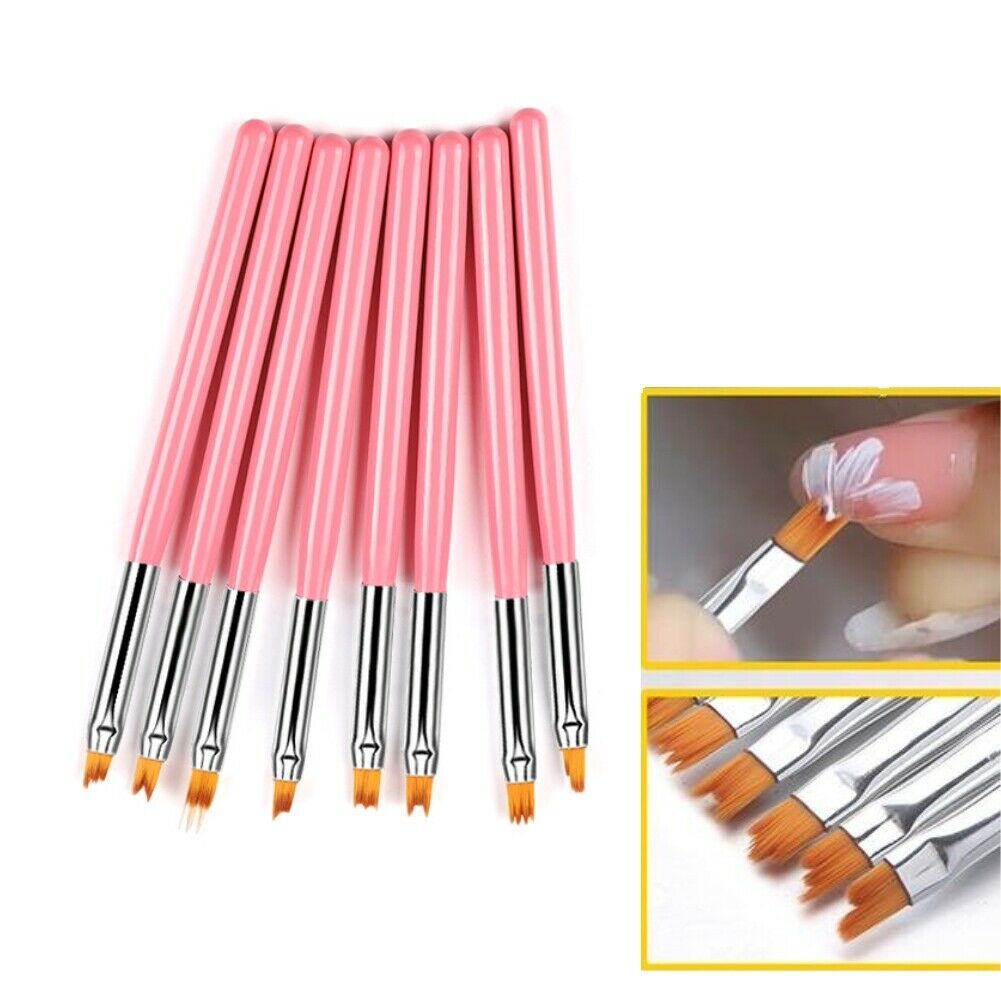 8Pcs Painted Pink Petals Nail Art Pen Nail Painting Multifunctional Nail Art Pen