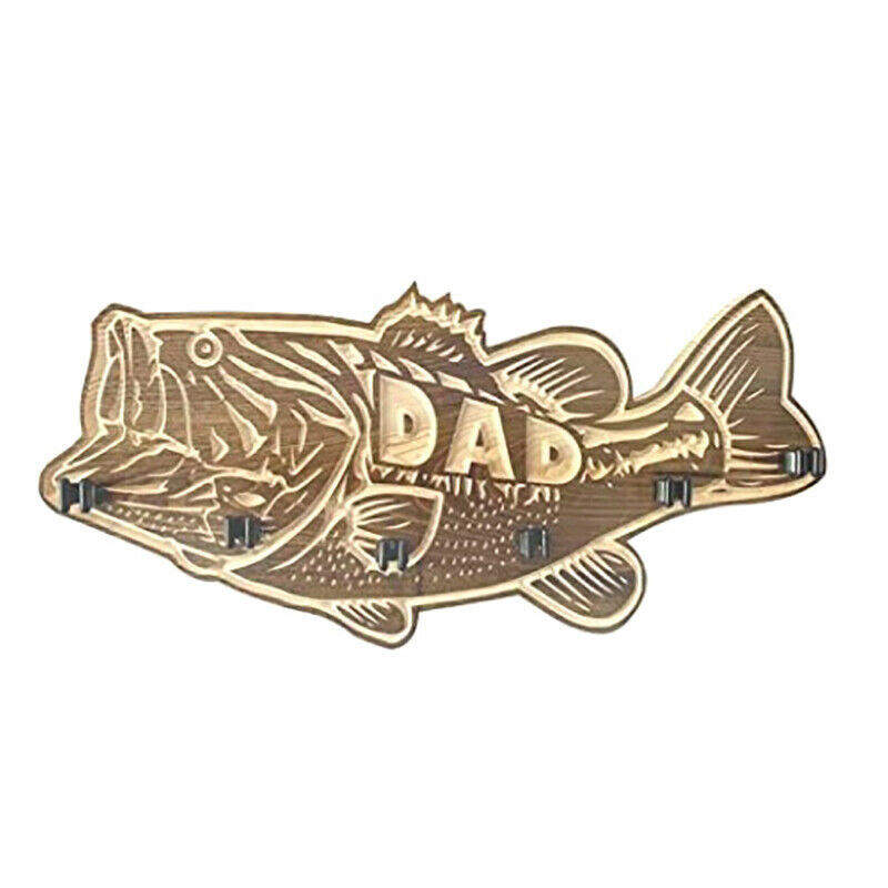 1Pcs Fishing Rod Holder Gifts For Dad Wood Large Mouth Bass Wooden FishingO Tt