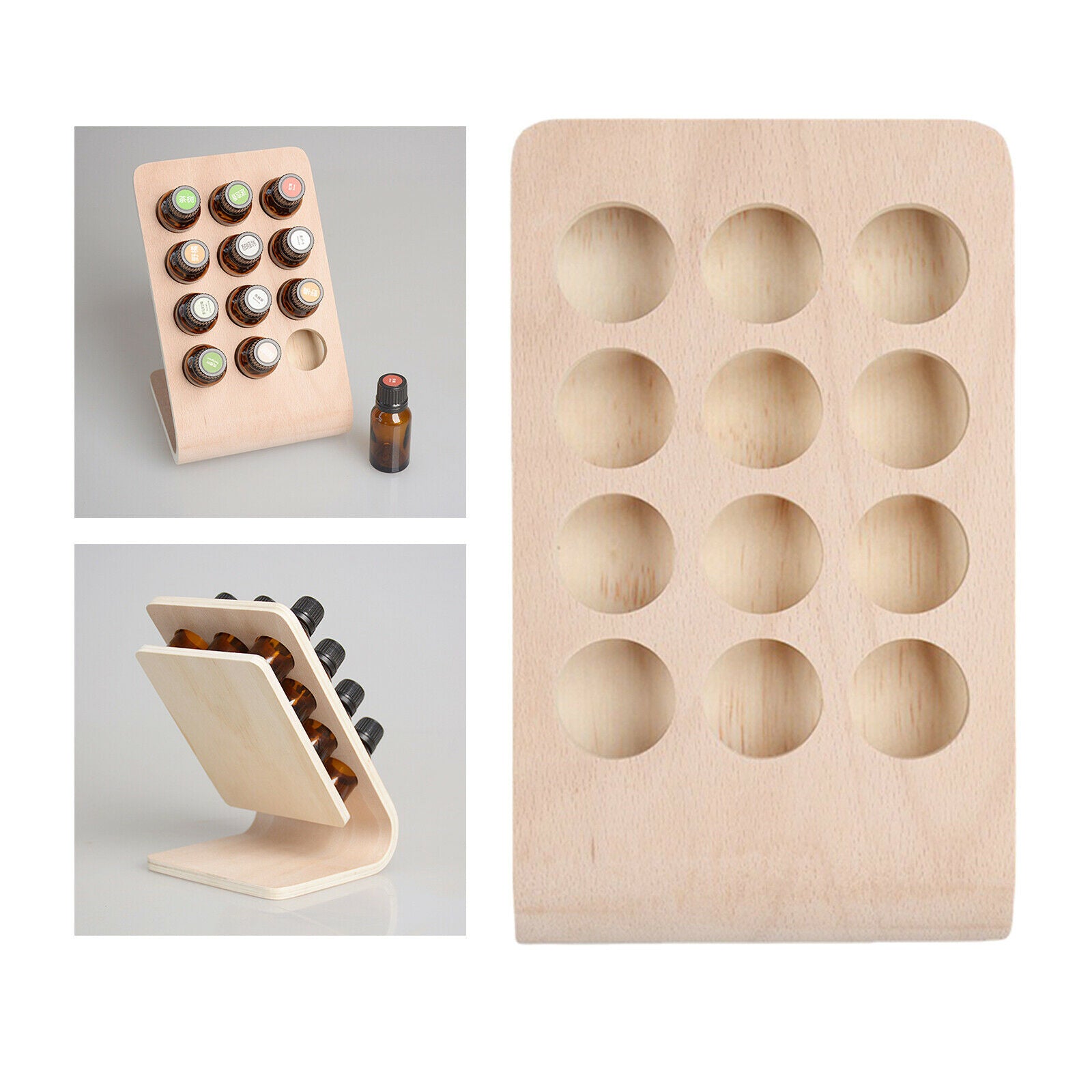 12 Holes 15ML Wooden Essential Oil Display Stand Holder Storage Organizer