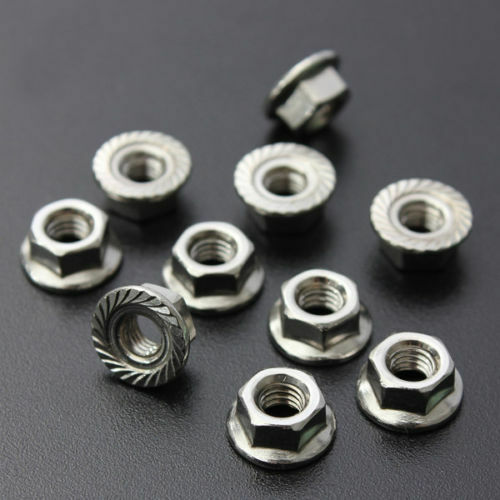 M10x1.5mm Thread 304 Stainless Steel Serrated Hex Flange Lock Nuts 6pcs