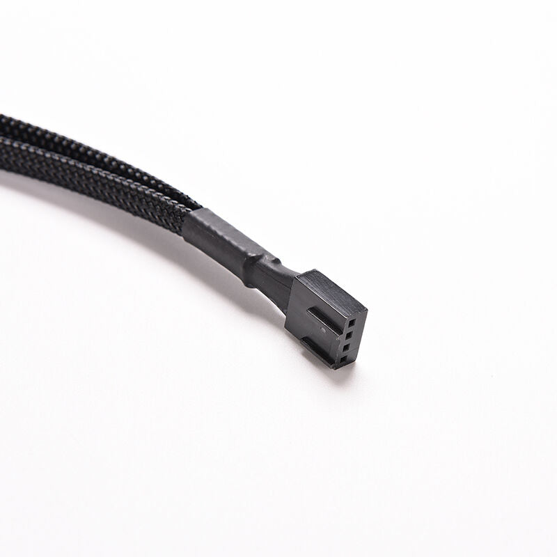 Black 4Pin PWM To Dual PWM Computer Case Fan Power Sleeved Y-Splitter Cable BjDD