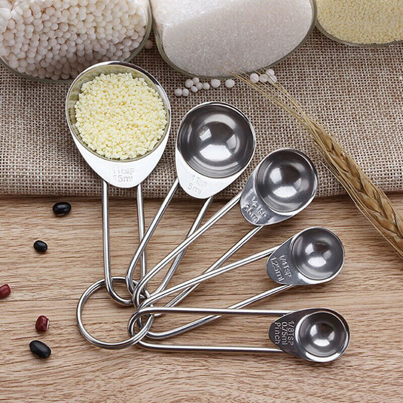 5Pcs/Set Stainless Steel Measuring Cup Kitchen Scale Measuring Spoons Sco.l8