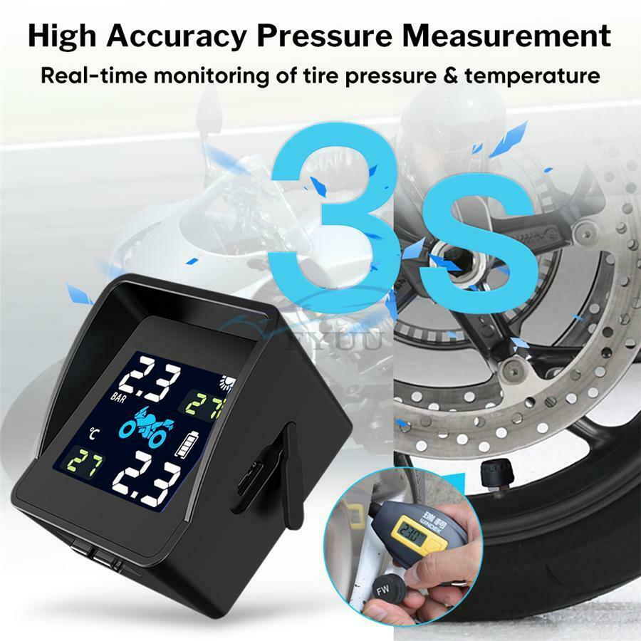 1Set Waterproof TPMS Pressure Sensor LCD Motorcycle Tire Pressure Monitor System