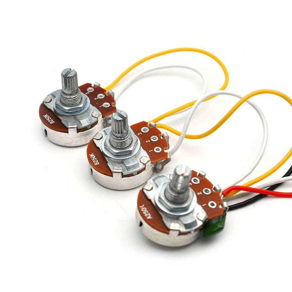 1 Set DIY Bass Wiring Harness A250K B250K Potentiometers for Jazz Bass Accessory