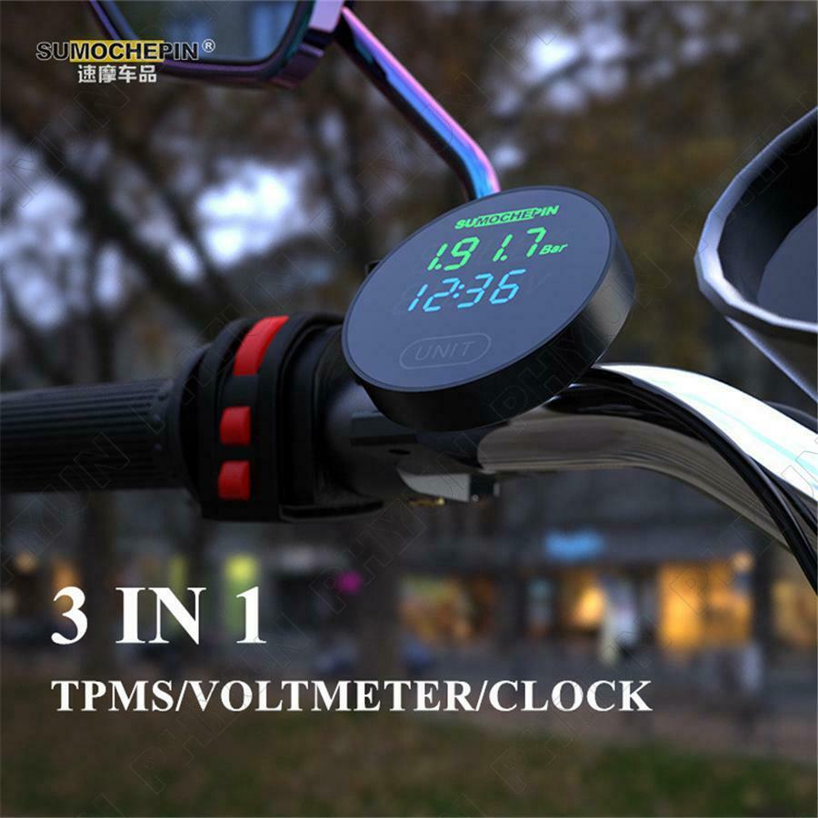 Motorcycle Tire Pressure Temperature Monitoring Alarm System TPMS w/ Sensors