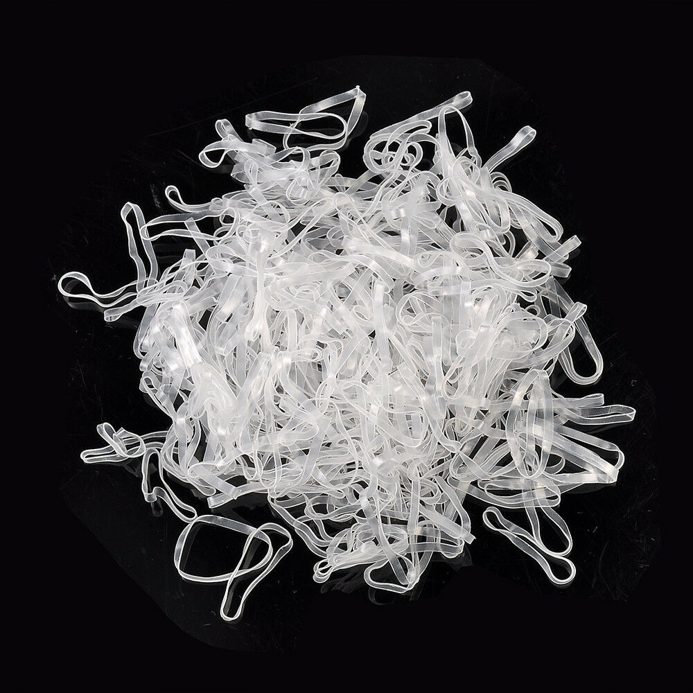 500X Girl's Mini Small Clear Rubber Hair Elastic Braids Plaits Braiding Band Lot