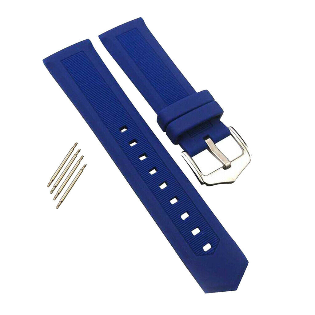 Waterproof Silicone Bracelet Black / Blue Silicone Watch Strap