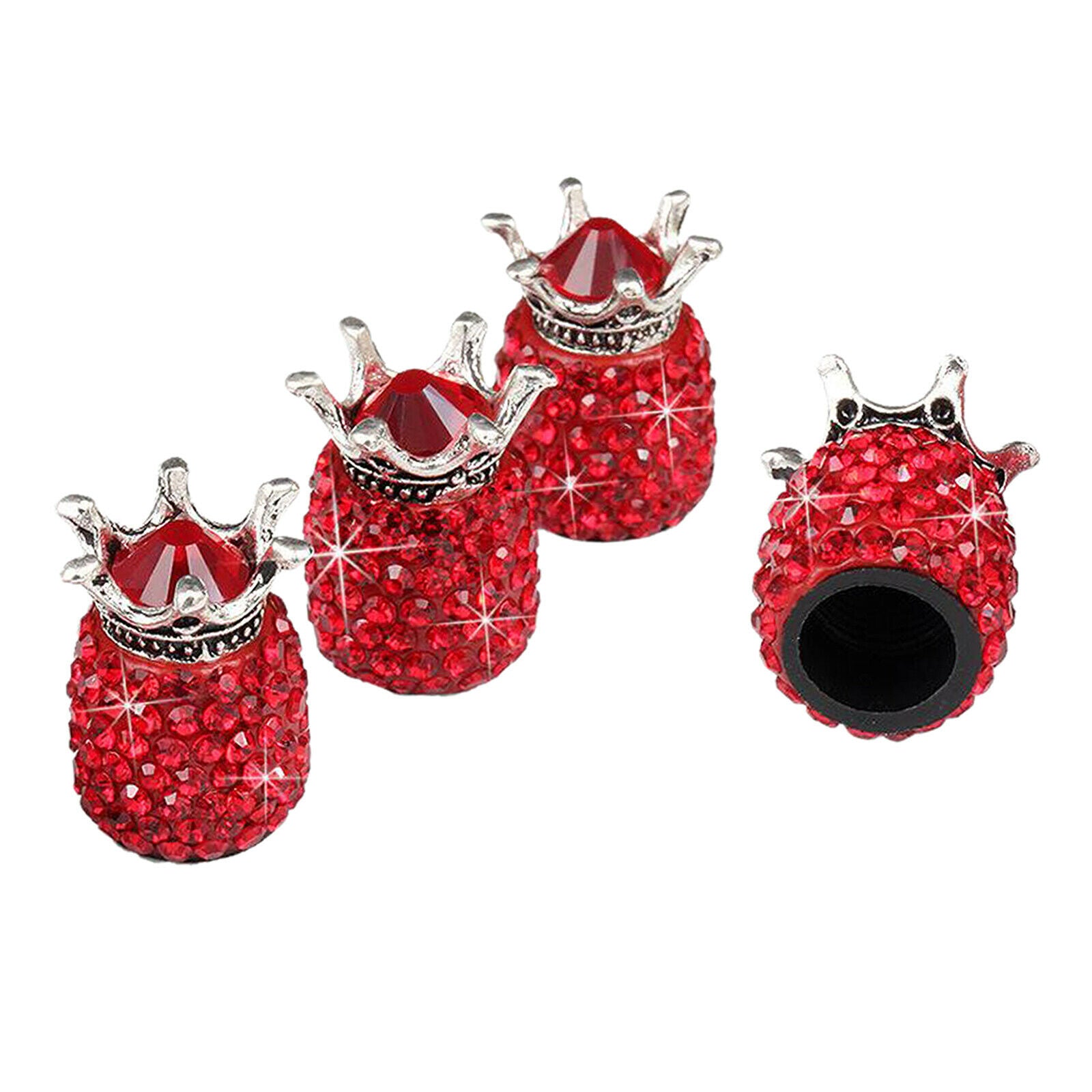 4 Pack Tire Air Valve Caps Dustproof Covers for Cars SUVs Truck Bike Red