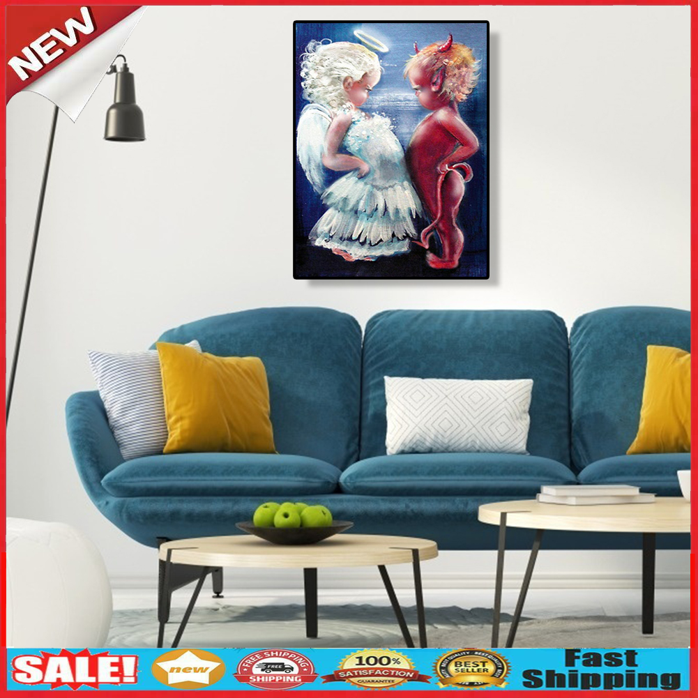 Angel Devil Cross Stitch Embroidery Kit 5D Full Drill DIY Diamond Painting @