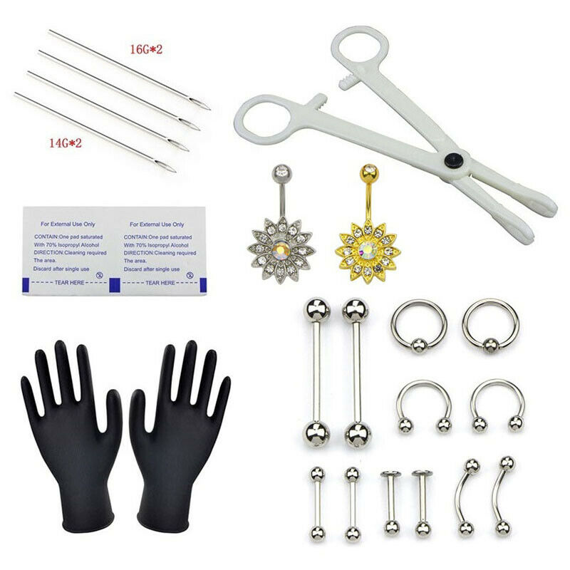 1set 14G 16G Professional Piercing Navel Tool Nipple Belly Tongue Nose Li.l8