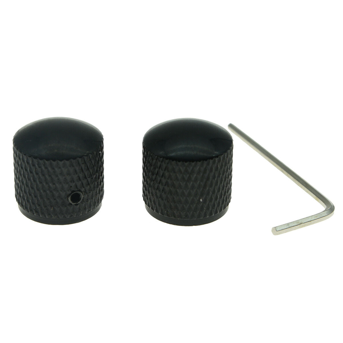 2x Black 20mm Bass Guitar Knobs Dome Knobs for Precision P Bass with Set Screw