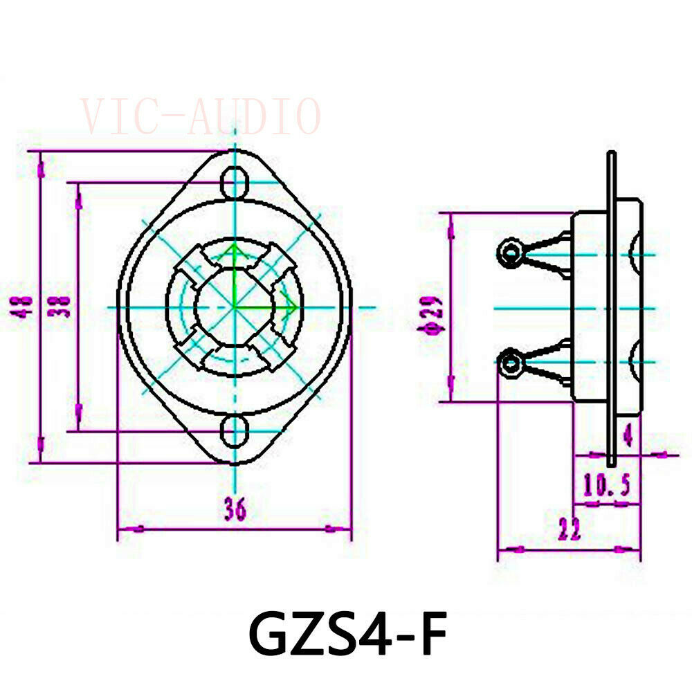2PCS 4Pin Tube Socket For FU-811 274A 572B 2A3 300B Vacuum Tube Amplifier DIY