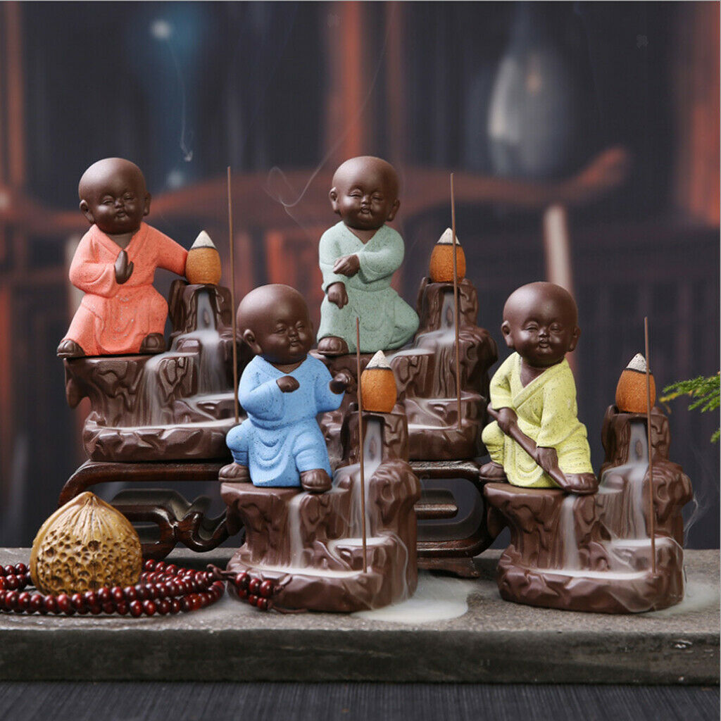 Little Monk Incense Burner Smoke Backflow Cone Censer 8.5*12.5cm Sky Blue