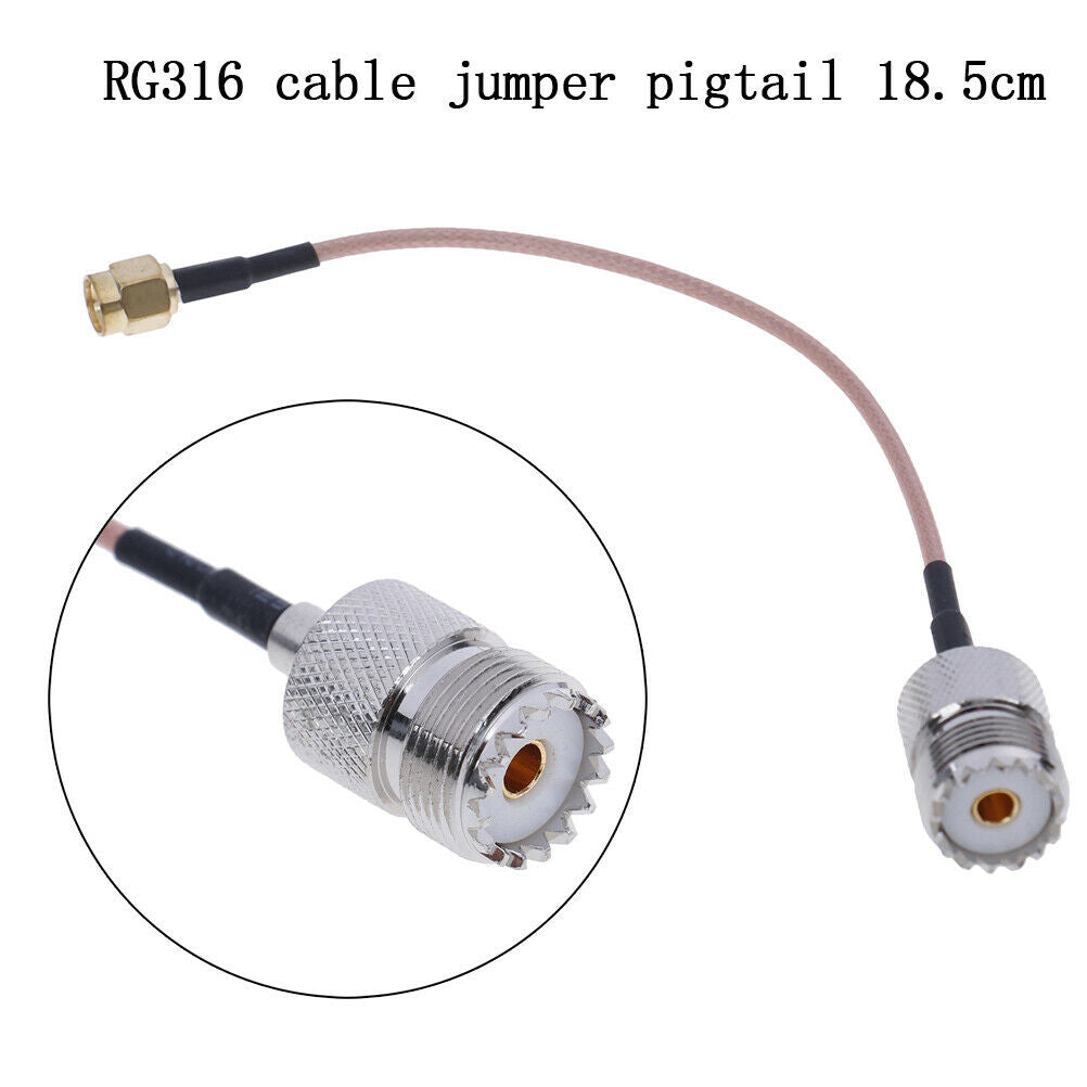 1Pc UHF SO239 female PL259 to SMA male plug crimp RG316 cable jumper pigtail