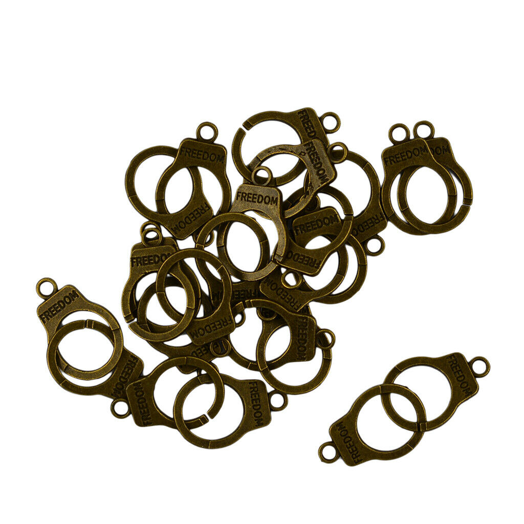 12x Bronze Punk  Handcuff Keyring Clasp Keychain Freedom Charm Pendants