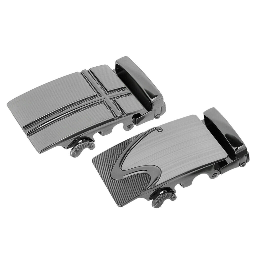 2 Pieces Men's Ratchet Belt Buckle Automatic Sliding Buckle Fit 35mm Leather -