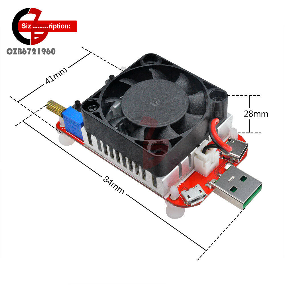 25W QC3.0 LED Display USB Intelligent Electronic Load Thermostatic fan Tester