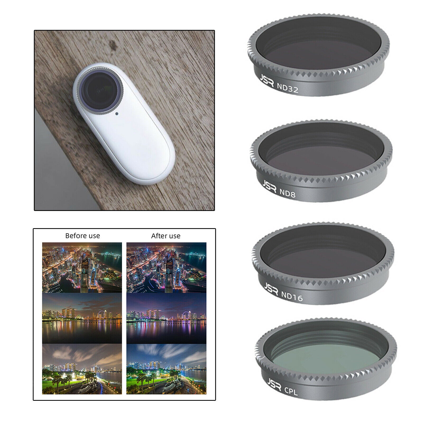 4 Pieces Lens Filters ND8 ND16 ND32 ND64 Replaces for Insta360 GO 2 Durable