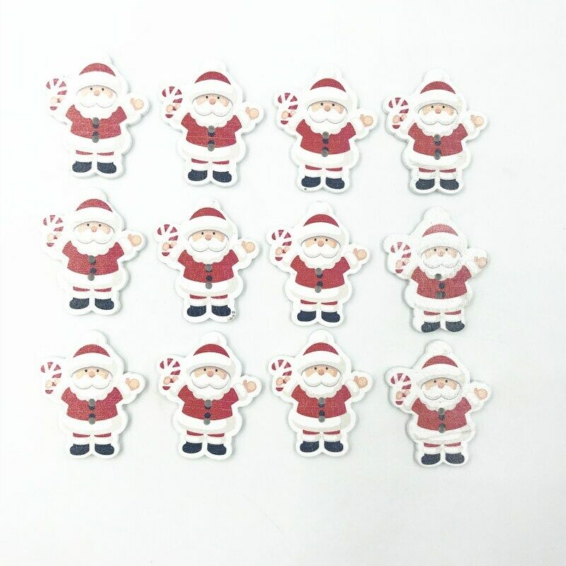 50pcs Christmas Santa Claus Wooden Buttons decoration holiday Sewing Scrapbookin