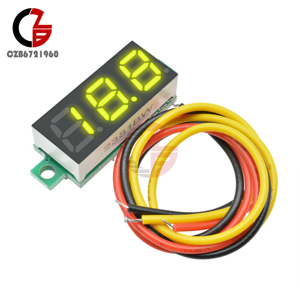 0.28" Yellow LED DC 0-100V Voltmeter Digital Display Voltage VOLT METER 12V 24V